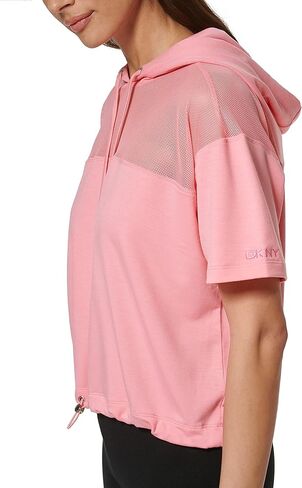 DKNY Women's Mesh Blocked Short Sleeve Hoodie in Saudi Arabia