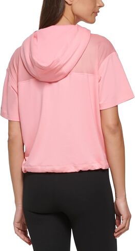 DKNY Women's Mesh Blocked Short Sleeve Hoodie in Saudi Arabia