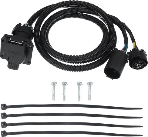 X AUTOHAUX 7 Pin Trailer Wiring Harness Extension Connectors Vehicle-Side Truck Bed 7 Way RV Wiring Plug Harness Extension 7 Foot for Gooseneck 5th Wheel for Chevy for Dodge for Ford for GM in Saudi Arabia