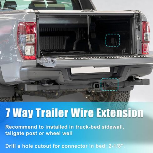X AUTOHAUX 7 Pin Trailer Wiring Harness Extension Connectors Vehicle-Side Truck Bed 7 Way RV Wiring Plug Harness Extension 7 Foot for Gooseneck 5th Wheel for Chevy for Dodge for Ford for GM in Saudi Arabia