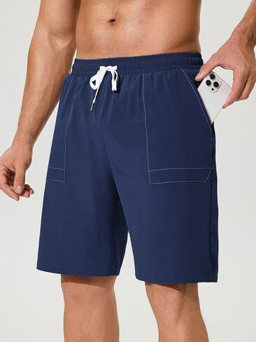 SILKWORLD Men's 2 Pack Athletic Running Workout Shorts 9" Quick Dry Sports Gym Shorts with Zipper Pockets in Saudi Arabia