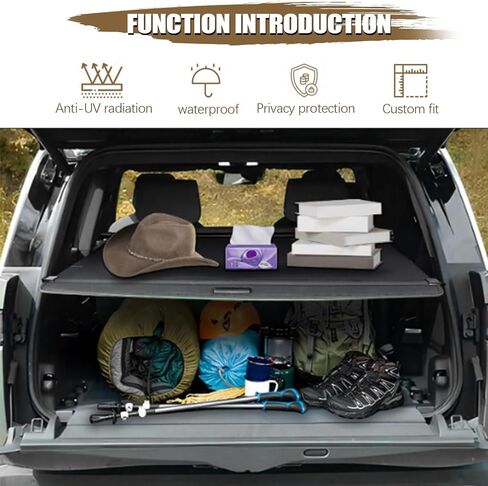 Cargo Cover for Rivian R1S Accessories - Tesmirror Retractable Cargo Cover Shade Trunk Cover Privacy Security Screen Luggage Shield Shade for 𝗥𝗶𝘃𝗶𝗮𝗻 𝗥𝟭𝗦 in Saudi Arabia