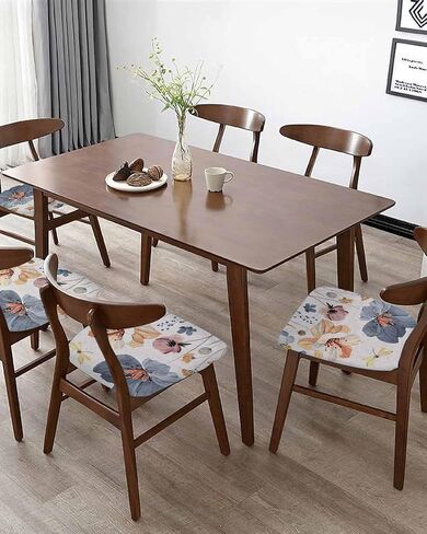 Stretch Dining Chair Seat Covers Set of 4, Removable Washable Farmhouse Chair Covers Seat Slipcovers, Vintage Wood Grain Pet Footprints Chair Protector Dust-proof Chair Cover Seat for Kitchen Decor in Saudi Arabia