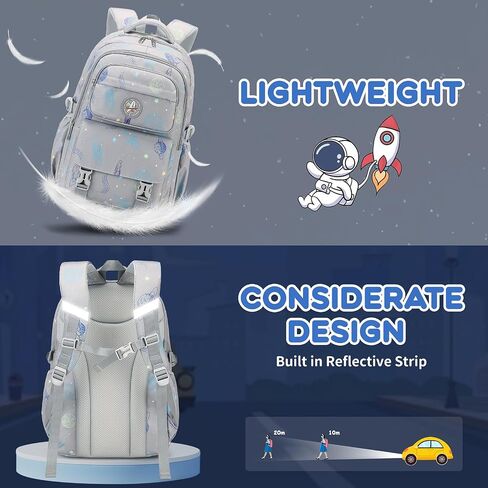 Kids Backpack, Cartoon Space Boys School Backpack, Bookbag for Primary Elementary Middle School, Age 6-14 Years Old,Gray in Saudi Arabia