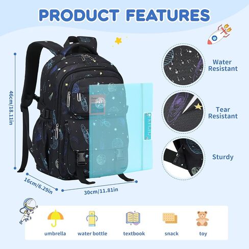 Kids Backpack, Cartoon Space Boys School Backpack, Bookbag for Primary Elementary Middle School, Age 6-14 Years Old,Gray in Saudi Arabia