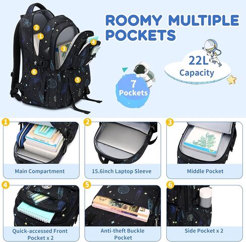 Kids Backpack, Cartoon Space Boys School Backpack, Bookbag for Primary Elementary Middle School, Age 6-14 Years Old,Gray in Saudi Arabia