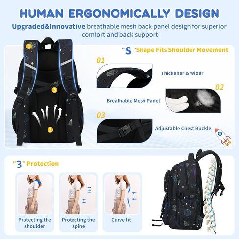 Kids Backpack, Cartoon Space Boys School Backpack, Bookbag for Primary Elementary Middle School, Age 6-14 Years Old,Gray in Saudi Arabia