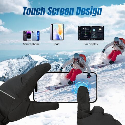 Heated Gloves for Men Women, Rechargeable Heated Gloves 7.4V with 3200mAh*2 Battery, Electric Gloves Waterproof Windproof for Arthritis Hands, Touchscreen Heated Gloves for Motorcycle/Skiing/Hunting in Saudi Arabia