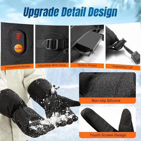 Heated Gloves for Men Women, Rechargeable Heated Gloves 7.4V with 3200mAh*2 Battery, Electric Gloves Waterproof Windproof for Arthritis Hands, Touchscreen Heated Gloves for Motorcycle/Skiing/Hunting in Saudi Arabia