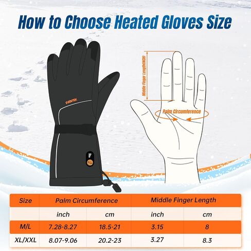 Heated Gloves for Men Women, Rechargeable Heated Gloves 7.4V with 3200mAh*2 Battery, Electric Gloves Waterproof Windproof for Arthritis Hands, Touchscreen Heated Gloves for Motorcycle/Skiing/Hunting in Saudi Arabia