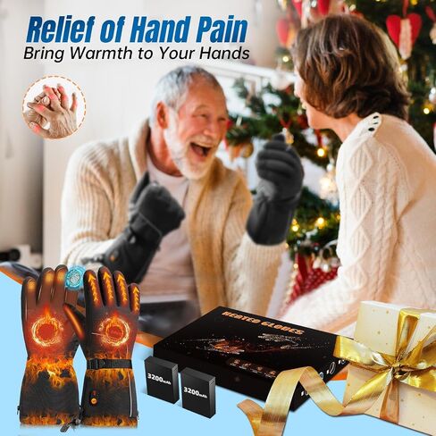 Heated Gloves for Men Women, Rechargeable Heated Gloves 7.4V with 3200mAh*2 Battery, Electric Gloves Waterproof Windproof for Arthritis Hands, Touchscreen Heated Gloves for Motorcycle/Skiing/Hunting in Saudi Arabia