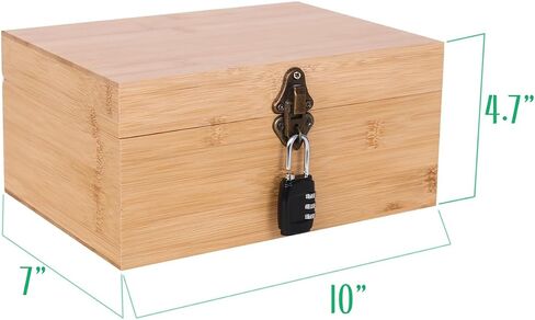 Arborishthink Bamboo Chest Kit Storage Box with Bamboo Tray Decorative Box with Combination Lock Box – Trendy & Large Bamboo Box with 3 Glass Jars and Detachabe Tray - Natural in Saudi Arabia