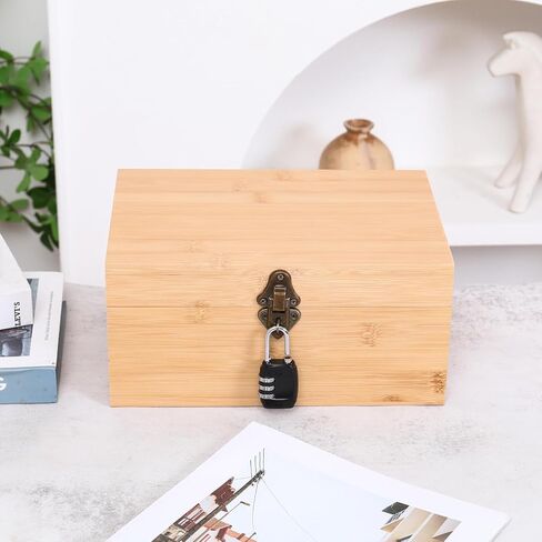 Arborishthink Bamboo Chest Kit Storage Box with Bamboo Tray Decorative Box with Combination Lock Box – Trendy & Large Bamboo Box with 3 Glass Jars and Detachabe Tray - Natural in Saudi Arabia