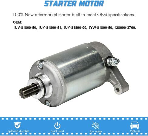 Starter Replacement for Select 1987-2013 Yamaha 350 Raptor, Big Bear, Warrior, Kodiak 1UV8180050, 1UY8180051, 1UY8189000, 1YW-81800-50, 128000-3760, ND2280009310, 41054018, SMU0065 in Saudi Arabia