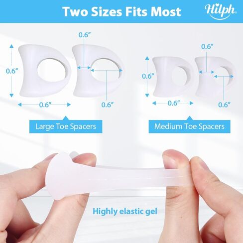 فواصل أصابع القدم من الجل من Hilph، أداة فرد أصابع القدم المطرقة، فواصل أصابع القدم للأورام، وأصابع القدم المتداخلة، وتصحيح أصابع القدم الملتوية، ومصحح الورم وتخفيف الورم (4 أزواج كبيرة + زوجين متوسطين) in Kuwait