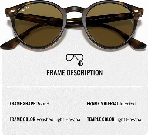 Ray-Ban RB2180 Round Shape Sunglasses With Eyewear Kit Bundle - High Bridge Fit - Ideal Formal and Casual Wear Retro Sunglasses in Saudi Arabia