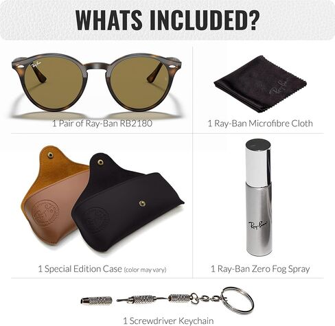 Ray-Ban RB2180 Round Shape Sunglasses With Eyewear Kit Bundle - High Bridge Fit - Ideal Formal and Casual Wear Retro Sunglasses in Saudi Arabia