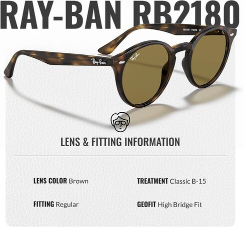 Ray-Ban RB2180 Round Shape Sunglasses With Eyewear Kit Bundle - High Bridge Fit - Ideal Formal and Casual Wear Retro Sunglasses in Saudi Arabia