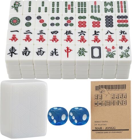 ملحقات طاولة ماجونج الأوتوماتيكية من ماجونج مجموعة ماجونج مغناطيسية 144 بلاطة ماجونج صينية متعددة الوظائف (تشغيل آلي، فرك يدوي) (أبيض، 1.8 × 1.3 × 0.9 بوصة) in Kuwait