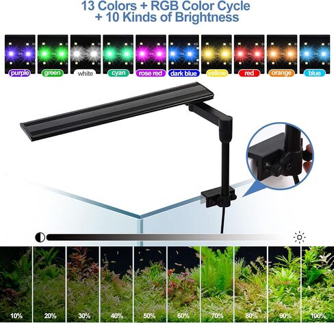 مصباح YISITONG LED لحوض السمك، مشبك لخزان الأسماك كامل الطيف مع مؤقت قابل للتعديل وسطوع، للشعاب المرجانية والنباتات المائية وحوض السمك 20 وات (40-60 سم) in Saudi Arabia