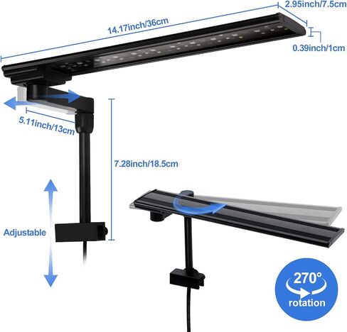 مصباح YISITONG LED لحوض السمك، مشبك لخزان الأسماك كامل الطيف مع مؤقت قابل للتعديل وسطوع، للشعاب المرجانية والنباتات المائية وحوض السمك 20 وات (40-60 سم) in Saudi Arabia