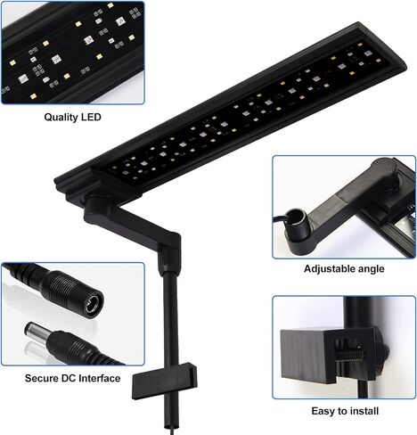 مصباح YISITONG LED لحوض السمك، مشبك لخزان الأسماك كامل الطيف مع مؤقت قابل للتعديل وسطوع، للشعاب المرجانية والنباتات المائية وحوض السمك 20 وات (40-60 سم) in Saudi Arabia