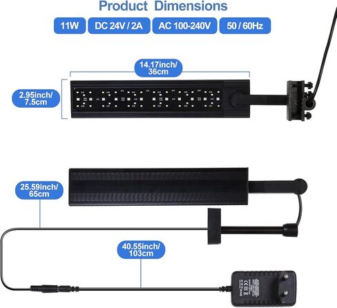 مصباح YISITONG LED لحوض السمك، مشبك لخزان الأسماك كامل الطيف مع مؤقت قابل للتعديل وسطوع، للشعاب المرجانية والنباتات المائية وحوض السمك 20 وات (40-60 سم) in Saudi Arabia