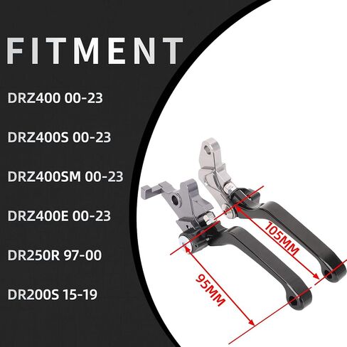 دراجة نارية دواسة فرامل عتلات محورية مجموعة قابل للتعديل باستخدام الحاسب الآلي ل DRZ400 DRZ400S DRZ400SM DRZ400E 00-23 DR250R 97-00 DR200S 15-19 الترابية دراجة الطرق غير الممهدة الأسود in Kuwait