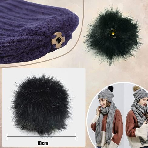 Pompoms for Knitted Hats,12Pcs Faux Fur Pom Poms for Hats, DIY Mixed Color Faux Fox Fur Pompoms Ball with Snap Button for Knitting Garments Hat Accessories in Saudi Arabia