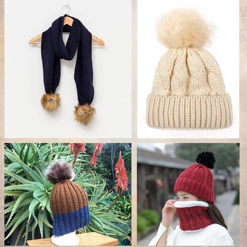 Pompoms for Knitted Hats,12Pcs Faux Fur Pom Poms for Hats, DIY Mixed Color Faux Fox Fur Pompoms Ball with Snap Button for Knitting Garments Hat Accessories in Saudi Arabia