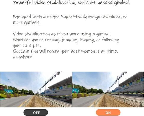 كاميرا رياضية KanDao QooCam Fun بزاوية 360 درجة، منفذ من النوع C فقط، كاميرا فيديو وصورة بانورامية 360 درجة، تسجيل مباشر 360 درجة، تطبيقات، كاميرا فيديو ثابتة للرياضة، أسود in Kuwait