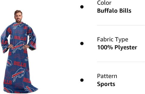 غطاء مريح من Northwest NFL Buffalo Bills Toss Silk Touch بأكمام 48 بوصة × 71 بوصة in Kuwait
