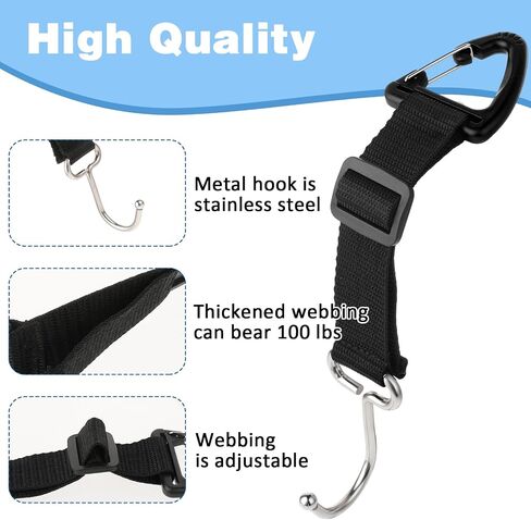 2Pcs Adjustable Car Seat Hooks, Headrest Hanger Car Purse Hook for Car Stainless Steel Storage Organizer Holder for Handbag Purse Coat, Max Load 100 lbs in Saudi Arabia