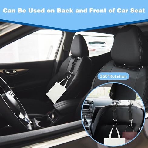2Pcs Adjustable Car Seat Hooks, Headrest Hanger Car Purse Hook for Car Stainless Steel Storage Organizer Holder for Handbag Purse Coat, Max Load 100 lbs in Saudi Arabia