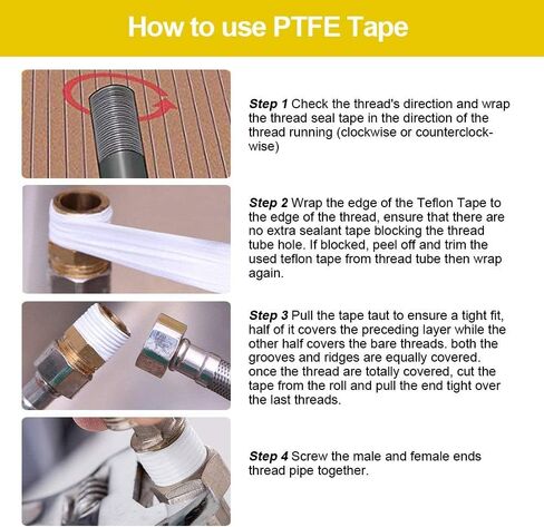 شريط تيفلون، شريط سباكين، شريط سباكة، شريط PTFE، شريط خيط، شريط سباك لرأس الدش، ختم الأنابيب، ختم الخيط، أبيض (1/2 في 2 لفات) in Saudi Arabia