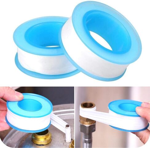 شريط تيفلون، شريط سباكين، شريط سباكة، شريط PTFE، شريط خيط، شريط سباك لرأس الدش، ختم الأنابيب، ختم الخيط، أبيض (1/2 في 2 لفات) in Saudi Arabia