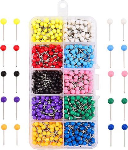 1000 قطعة من دبابيس الخريطة الملونة من Sunmns برأس كروي مع نقطة فولاذية، 1/8 بوصة in Kuwait