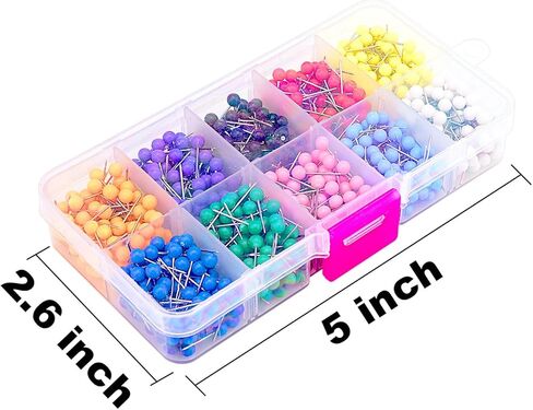 1000 قطعة من دبابيس الخريطة الملونة من Sunmns برأس كروي مع نقطة فولاذية، 1/8 بوصة in Kuwait