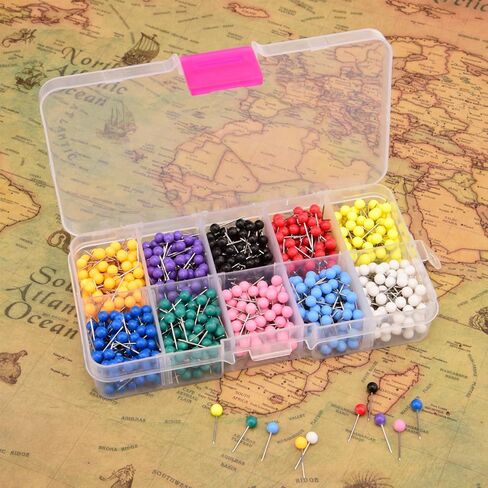 1000 قطعة من دبابيس الخريطة الملونة من Sunmns برأس كروي مع نقطة فولاذية، 1/8 بوصة in Kuwait