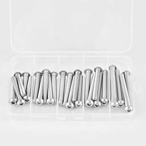 M5 x 60mm 65mm 70mm 75mm 80mm Button Head Socket Cap Screws Bolts 304 Stainless Steel Metric Machine Allen Hex Drive, Fully Threaded, Assortment Kit 25PCS in Saudi Arabia