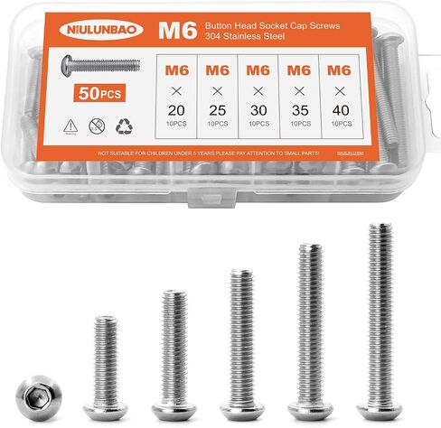 M5 x 60mm 65mm 70mm 75mm 80mm Button Head Socket Cap Screws Bolts 304 Stainless Steel Metric Machine Allen Hex Drive, Fully Threaded, Assortment Kit 25PCS in Saudi Arabia