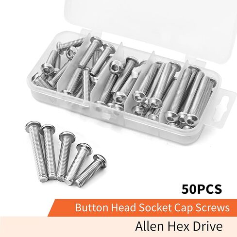 M5 x 60mm 65mm 70mm 75mm 80mm Button Head Socket Cap Screws Bolts 304 Stainless Steel Metric Machine Allen Hex Drive, Fully Threaded, Assortment Kit 25PCS in Saudi Arabia