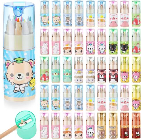 Outus 60 Packs Mini Colored Pencils Bulk with Sharpener Cute Mini Cartoon Coloring Pencil Kawaii Color Pencils Portable Sketching Supplies for Kids Adults Drawing Painting Writing School in Saudi Arabia