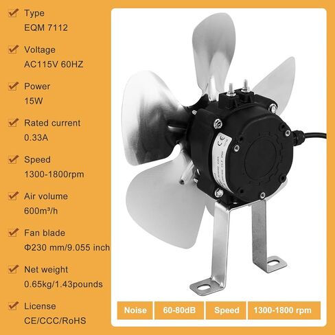 محرك مروحة ثلاجة كونفلاي 115 فولت 60 هرتز 15 وات 0.33 أمبير 1500 دورة في الدقيقة محرك مروحة مكثف للثلاجة، محرك مروحة تبريد موفر للطاقة لمعدات التبريد، مبردات المشروبات (15، واط) in Kuwait