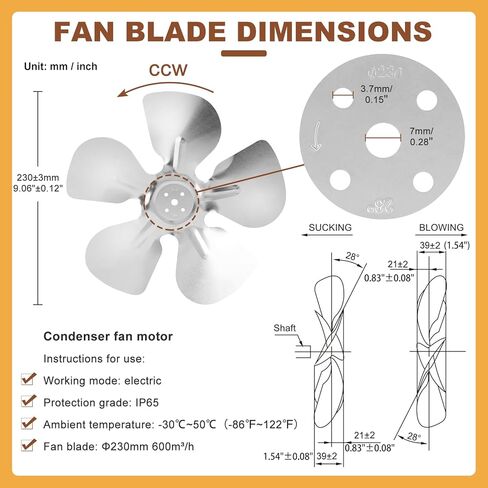 محرك مروحة ثلاجة كونفلاي 115 فولت 60 هرتز 15 وات 0.33 أمبير 1500 دورة في الدقيقة محرك مروحة مكثف للثلاجة، محرك مروحة تبريد موفر للطاقة لمعدات التبريد، مبردات المشروبات (15، واط) in Kuwait