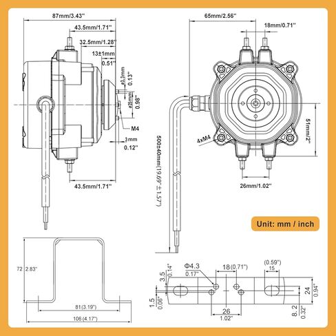 محرك مروحة ثلاجة كونفلاي 115 فولت 60 هرتز 15 وات 0.33 أمبير 1500 دورة في الدقيقة محرك مروحة مكثف للثلاجة، محرك مروحة تبريد موفر للطاقة لمعدات التبريد، مبردات المشروبات (15، واط) in Kuwait