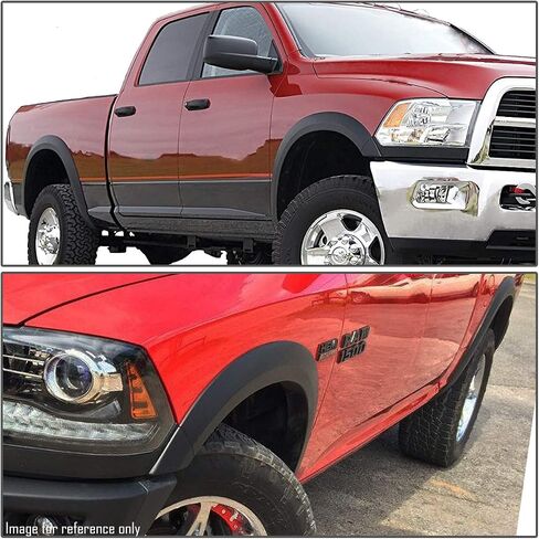 DNA MOTORING WF-81018-MBK OE Style Fender Flare Cover عجلة حامي 4 قطعة/المجموعة متوافق مع 10-18 دودج رام 2500 3500 in Saudi Arabia