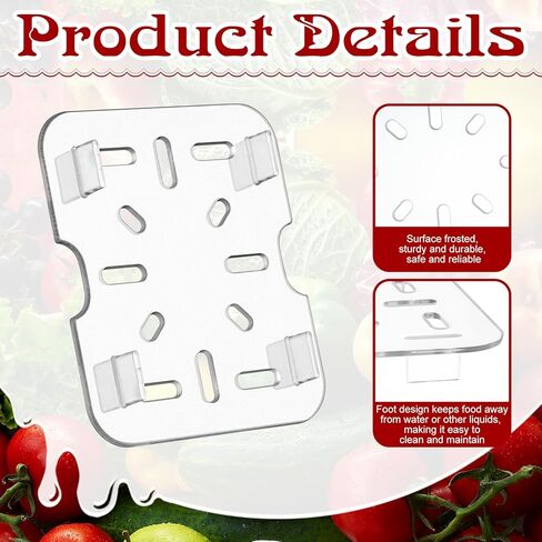16 Pcs Plastic Drain Shelf 1/6 Size Food Pan, Clear Acrylic Drain Tray for Commercial Hotel Kitchen in Saudi Arabia