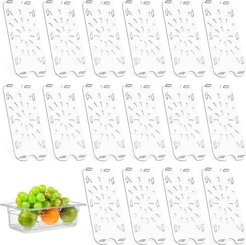 16 Pcs Plastic Drain Shelf 1/6 Size Food Pan, Clear Acrylic Drain Tray for Commercial Hotel Kitchen in Saudi Arabia