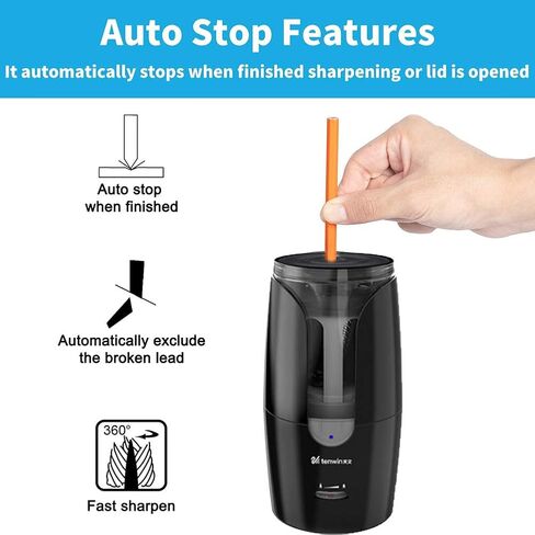 Chargeable Electric Pencil Sharpener, Heavy Duty Adjustable Art Sharpeners, Powered Auto-Stop Pencil Sharpener for Teacher Use, School, Home, Classroom Product Supplies 8028 (White) in Saudi Arabia